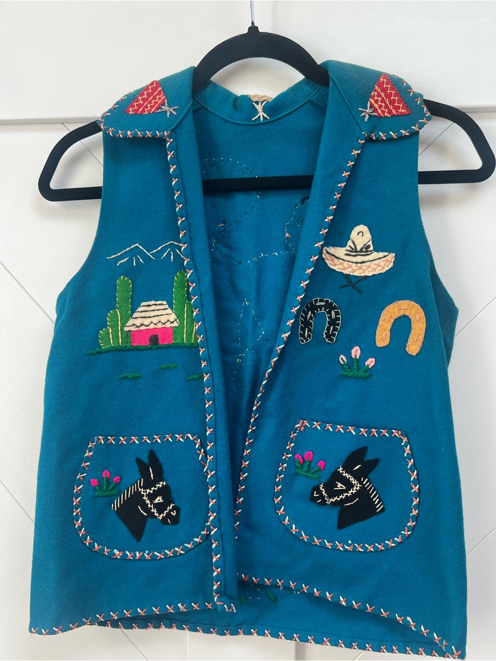 Vintage 1960’s Mexico Embroidered Kids Vest with Western Motifs - Special!